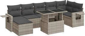 vidaXL 8 részes világosszürke polyrattan kerti ülőgarnitúra párnával