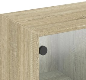 sonoma-tölgyszínű faliszekrény üvegajtókkal 102 x 37 x 35 cm