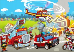 Fotótapéta Tűzoltóság gyerekeknek 368x254 technika akcióban felhők +ragasztó