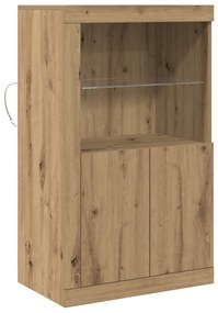 LED világítással ellátott oldalszekrény, Kézműves tölgy 60,5x37x100 cm