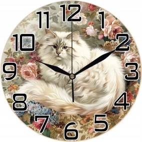 Falióra Bolyhos Macska Virágokkal Tökéletes Ajándék Csendes Mechanizmus