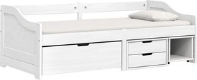 vidaXL IRUN fehér tömör fenyőfa kanapéágy 3 fiókkal 90 x 200 cm