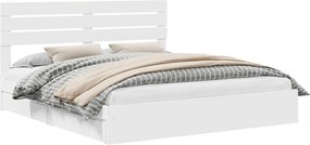 vidaXL Tárolós Ágy fejtámlával fiókkal Fehér 200 x 200 cm Faanyag