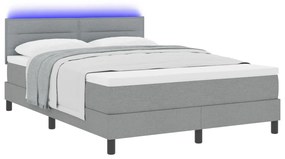Box Spring Ágy Mattal és LED Fénnyel Szürke 140x190 cm Szövet