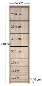 Regál Noella 1D3S (szonoma tölgy). 1053124