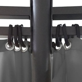 kerek antracitszürke pavilon függönyökkel 3,5 x 2,7 m