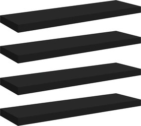 vidaXL 4 db fekete MDF lebegő fali polc 80 x 23,5 x 3,8 cm