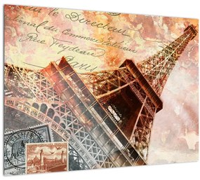 Kép - Eiffel-torony vintage stílusban (üvegen) (70x50 cm)
