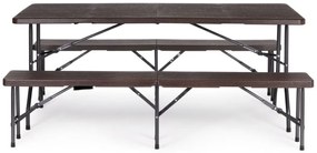Catering készlet asztal + 2 pad 180cm Wooden Brown