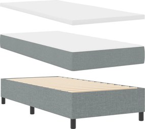vidaXL Boxrugós ágy matracmal leddel Világosszürke 90 x 190 cm szövet