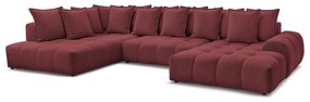 Borvörös zsenília kinyitható-tárolóhelyes sarokkanapé (bal oldali-U alakú) Everest – Bobochic Paris