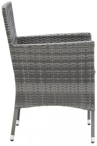 5 részes szürke polyrattan és üveg kerti étkezőgarnitúra