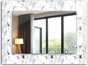 Dekoratív fali tükör dekor nyomtatás XXL 80x60 cm Daruk és bambuszok