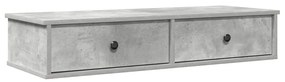 betonszürke szerelt fa falipolc fiókokkal 100 x 37,5 x 19 cm
