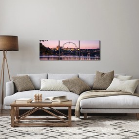 A Prágai vár és a Moldva képe (órával) (90x30 cm)