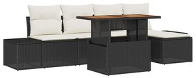vidaXL Kert étkező szett párnával 6 pcs Fekete és Krém