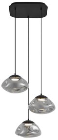Design függőlámpa fekete füstüveggel, 3-lámpás - Gus