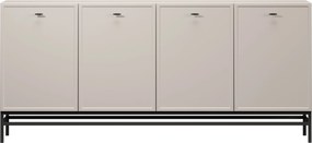 Lorini négyajtós komód 200 cm - kasmír / fekete T-bar fogantyúk / fém lábak