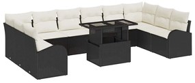 Kerti Kanapé Szett tárolóval 11 pcs Fekete Poli rattan