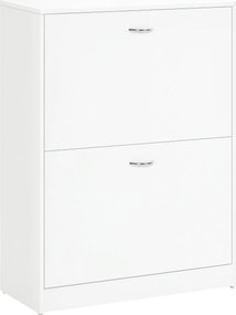 HOMCOM Modern Cipőtároló Szekrény Előtérhez, 2 Fiókkal és Állítható Polcokkal, 60x24x80 cm, Fehér | Aosom