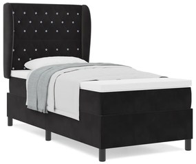 Boxspring Ágy Mattal Fekete 90x190 cm Bársonyos