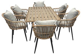 Kerti asztal 160x95x74 cm., fém műrattan, polywood asztallap