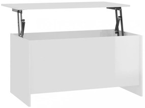 magasfényű fehér szerelt fa dohányzóasztal 102 x 55,5 x 52,5 cm