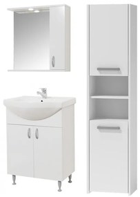 Ikeany 60 fürdőszobai alsószekrény mosdóval Oglio60 tükrös szekrénnyel Luna II NEW S40 magas szekrénnyel