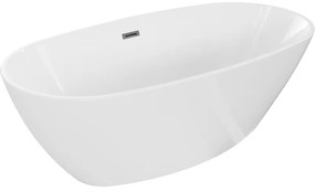 Mexen Eris, szabadon álló kád 155 x 80 cm, fehér, grafit túlfolyó, 53441558000-66