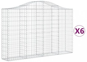 6 db íves horganyzott vas gabion kosár 200x30x120/140 cm