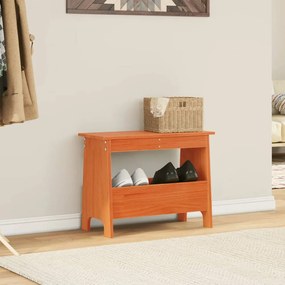 viaszbarna tömör fenyőfa előszoba pad 60x28x45 cm