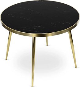 Üveg étkezőasztal 100 cm méretben, fekete/arany színben TINGA