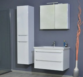 Sharp 100 cm komplett fürdőszoba bútor LED világítással, fehér, fali
