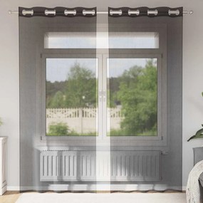 2 db fekete fátyolfüggönyök rojtokkal 140x225 cm