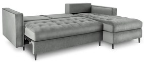 Santo világosszürke kinyitható bársony sarokkanapé, jobb oldali - Milo Casa