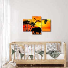 Kép - papagájok és elefántok (90x60 cm)