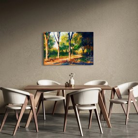 Erdő képe a nyári napsütésben, festmény (90x60 cm)
