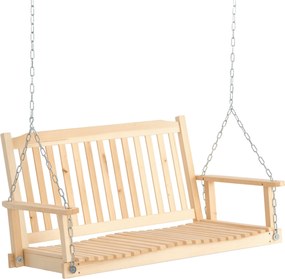 Outsunny Kertihinta 2 Személyes Hintapad Felfüggeszthető Pad Szilárd Fa Teraszon Kertben 117 x 69 x 60 cm | Aosom