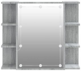 szürke sonoma tölgy színű tükrös szekrény LED-del 70x16,5x60 cm