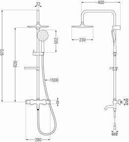 Mexen KX67 zuhanygarnitúra termosztatikus csapteleppel, króm-fehér, 779006791-00