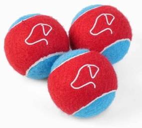 Gumi teniszlabda kutyajáték 6,5 cm &#8211; 3 db &#8211; piros-kék