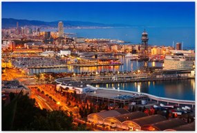 Poszterek 120x80 Barcelona Éjszakai tájkép