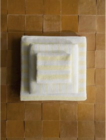 Világossárga-fehér frottír bio pamut fürdőlepedő 70x140 cm Arto – Blomus