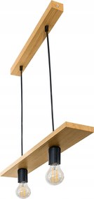 Led Mennyezeti Függő Lámpa 2x E27 0-110cm Tölgy Falra szerelhető Túlnyúló Deszka Nappali