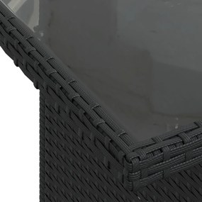 6 Részes Kert Kanapésor Párnával Fekete Poli Rattan, 2-Személyes Kert Kanapé Párnával Fekete Poli Rattan