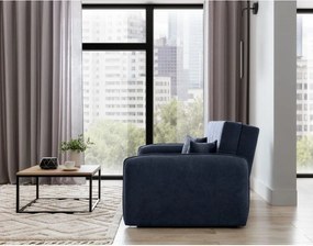 Sötétkék zsenília kinyitható-tárolóhelyes kanapé 155 cm Laine – ELTAP
