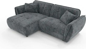 Sötétszürke zsenília sarokkanapé (bal oldali-heverő résszel) Nelia – Ropez