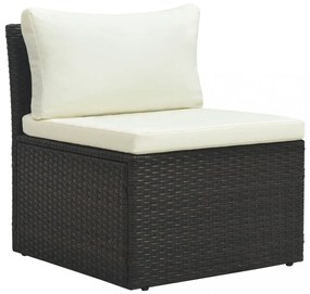 4 részes barna polyrattan kerti bútorszett párnával