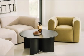 Fekete kerek dohányzóasztal kőrisfa dekoros asztallappal ø 95 cm Gavo – noo.ma