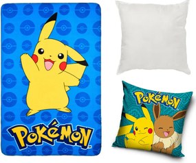 Pokémon Wave Eevee polár takaró, párnahuzat és párna szett 3 db-os